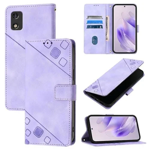 Funda de Piel con Relieve para Teléfono Tecno Pop 5C (Morado Claro)