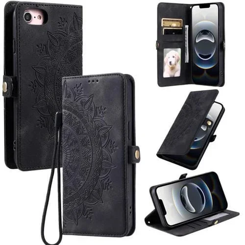 Funda de Piel con Relieve Totem para iPhone 16E (Negra)