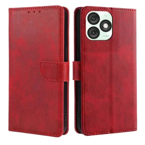 Funda de Piel con Tapa y Hebilla para Teléfono Itel A50 4G (Rojo)
