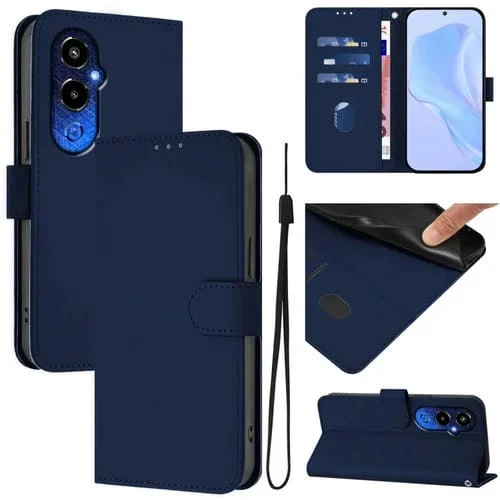 Funda de Piel con Textura y Cordón para Tecno Pova 4 Pro (Azul Marino)