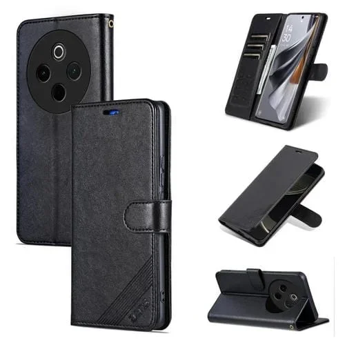 Funda de Piel de Oveja con Tapa Azns para Vivo Y300 Pro (Negra)