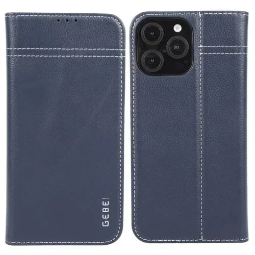 Funda de Piel Gebei con Tapa Horizontal para iPhone 16 Pro (Azul)