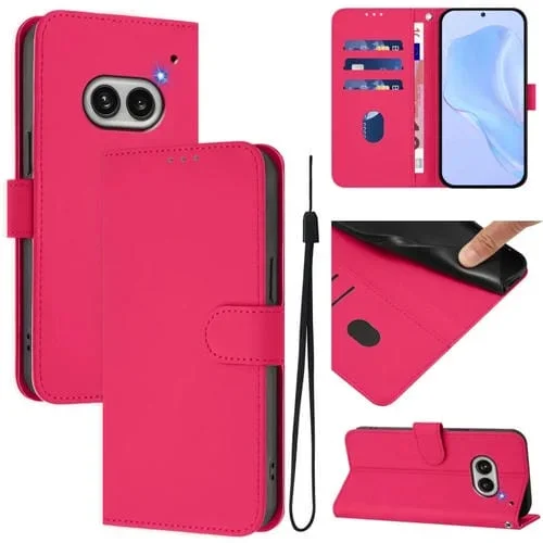 Funda de Piel para Nothing Phone 2A con Cordón Skin Feel (Rosa y Rojo)