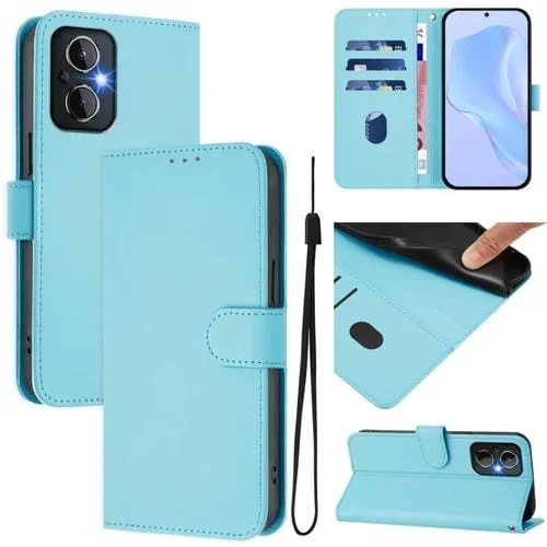 Funda de Piel para OnePlus Nord N20 5G con Textura y Cordón (Azul Cielo)