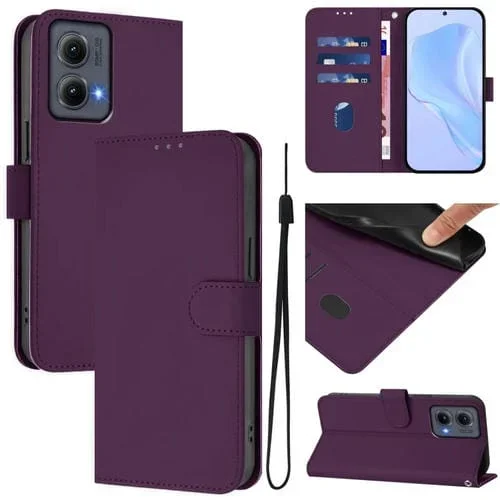 Funda de Piel Sintética con Cordón para Motorola Edge 5G (2024) (Violeta)