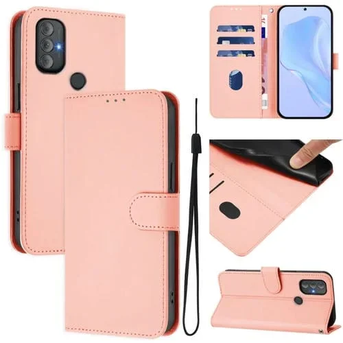 Funda de Piel Sintética con Cordón para Motorola Moto G Power 2022 (Rosa)