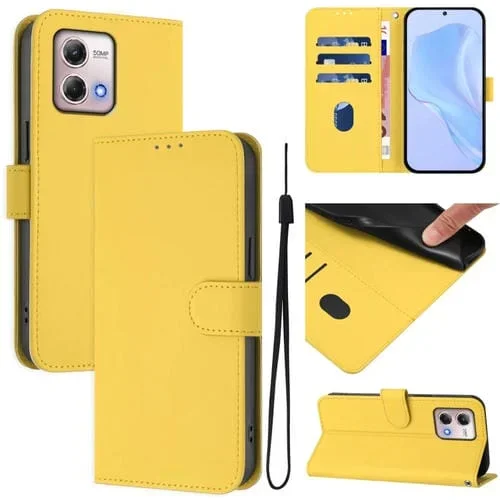 Funda de Piel Sintética con Cordón para Motorola Moto G Stylus 2023 4G (Amarillo Limón)