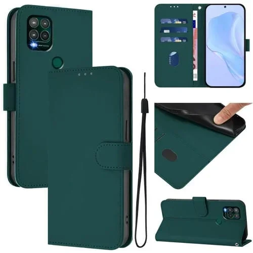 Funda de Piel Sintética con Cordón para Motorola Moto G Stylus 5G (2021) (Verde Oscuro)