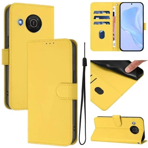 Funda de Piel Sintética con Cordón para Nokia X20 y X10 (Amarillo Limón)