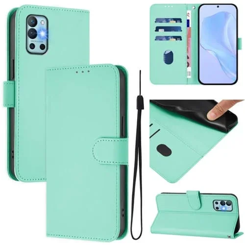 Funda de Piel Sintética con Cordón para OnePlus 9R/8T (Verde Menta)