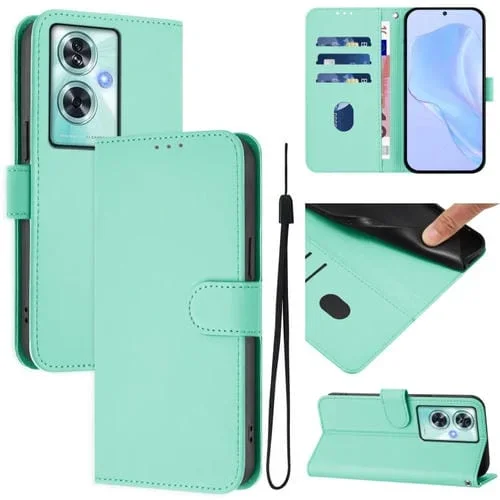 Funda de Piel Sintética con Cordón para OnePlus Nord N30 Se 5G (Verde Menta)