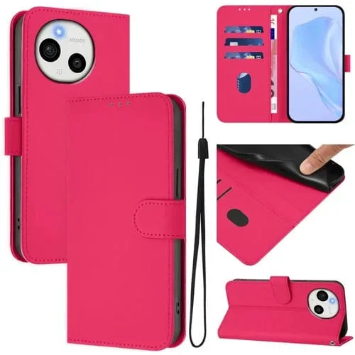 Funda de Piel Sintética con Cordón para Sharp Aquos Sense9 (Rosa y Rojo)