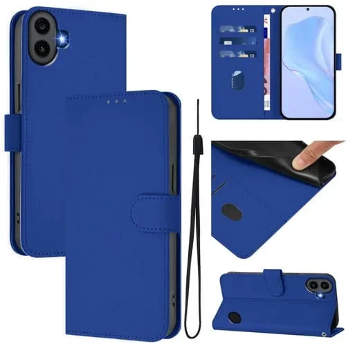 Funda de Piel Sintética con Cordón para Teléfono For Nothing cmf Phone 1 (Azul Oscuro)
