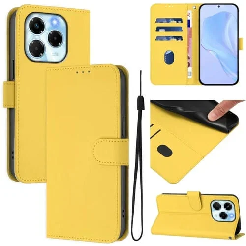 Funda de Piel Sintética con Cordón para Teléfono Infinix Note 40X 5G (Amarillo Limón)