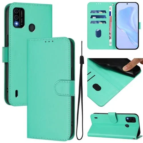 Funda de Piel Sintética con Cordón para Teléfono Itel A48 Skin Feel (Verde)