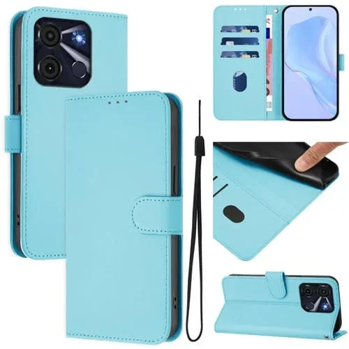 Funda de Piel Sintética con Cordón para Teléfono Itel A60/A60S (Azul Cielo)
