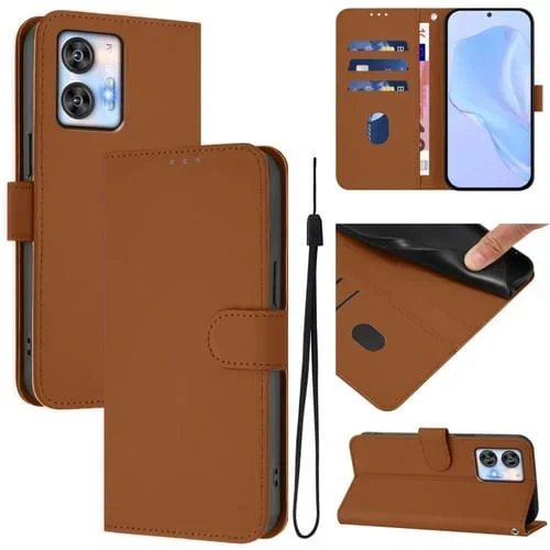 Funda de Piel Sintética con Cordón para Teléfono Oukitel C35 (Marrón)