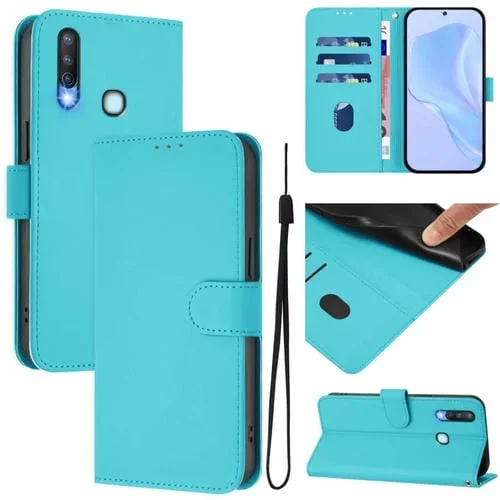 Funda de Piel Sintética con Cordón para Teléfono Vivo Y17/Y15/Y12/Y11 (Azul Lago)