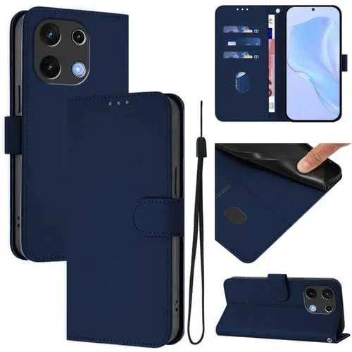 Funda de Piel Sintética con Cordón para Umidigi Note 100 Tacto Suave (Azul Marino)