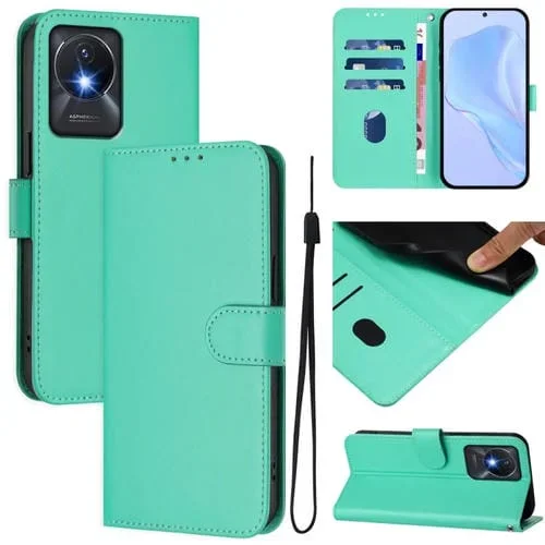 Funda de Piel Sintética con Cordón para Vivo Y02A 4G / Y02 4G / Y11 2023 (Verde)