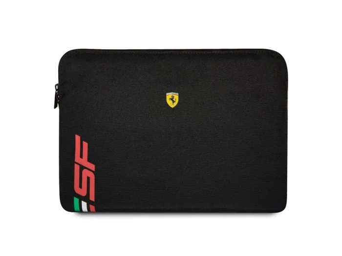 Funda de piel sintética con logotipo de Ferrari licencia oficial de CG Mobile | Funda de transporte elegante y protectora resistente a los impactos para portátiles y tabletas de hasta 14 pulgadas