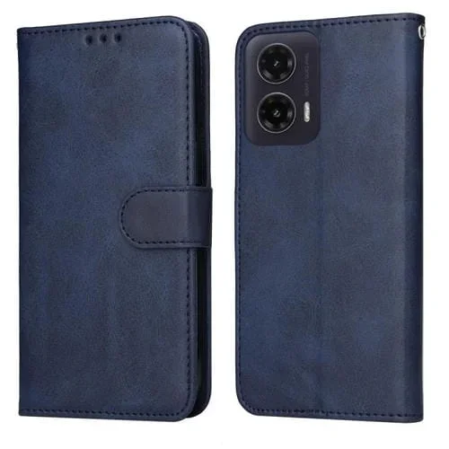 Funda de Piel Sintética con Tapa para Motorola Moto G35 (Azul)