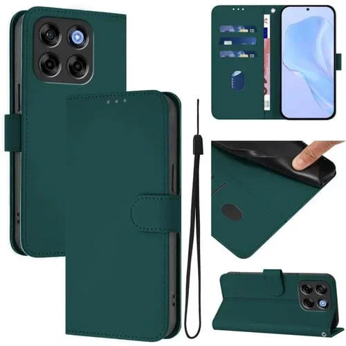 Funda de Piel Sintética para ZTE Blade V70 Vita/V70 con Cordón (Verde Oscuro)