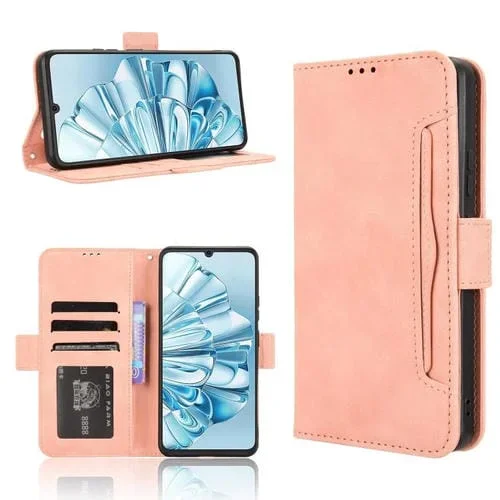 Funda de Piel Textura de Becerro con Ranuras para Tarjetas para Cubot A20 (Rosa)