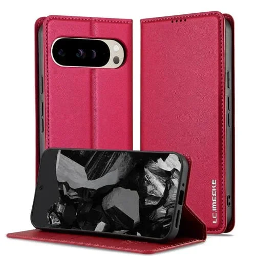 Funda de PU con Textura Fina Esmerilada para Google Pixel 9 Pro y 9 Lc Imeeke L1 Series (Roja)