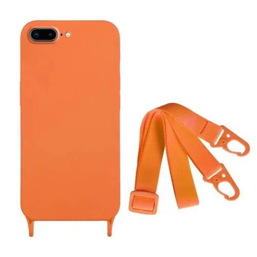 Funda de Silicona con Orificios Finos y Cordón para iPhone 8 Plus/7 Plus (Naranja)