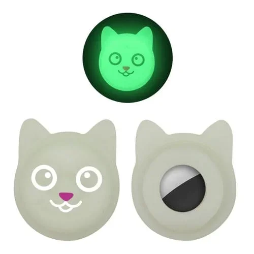 Funda de Silicona Hanhan Smiley para AirTag Anti-Pertulted Collar Pet (Green Fluorescente)