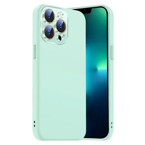 Funda de Silicona Líquida iPhone 13 Pro con NanoLente (Cian Claro)
