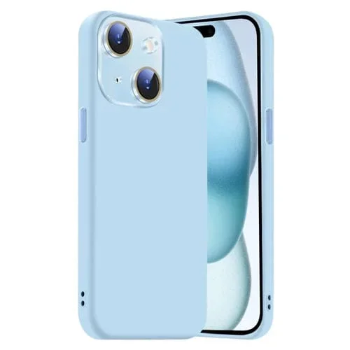 Funda de Silicona Líquida para iPhone 15 Plus con NanoLente (Azul Claro)