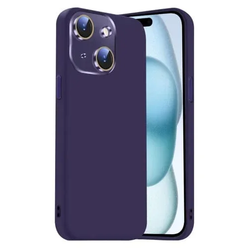 Funda de Silicona Líquida para iPhone 15 Plus con NanoLente (Morado Oscuro)