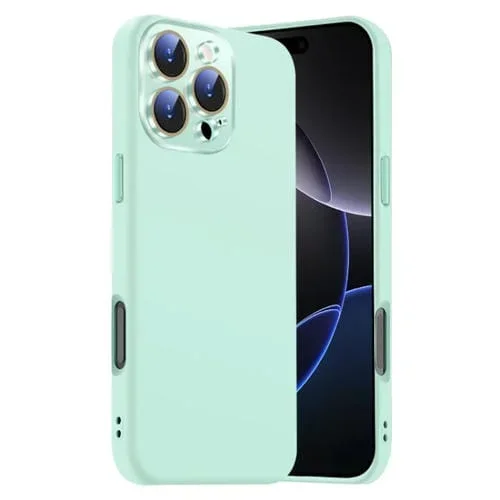 Funda de Silicona Líquida para iPhone 16 Pro Max con NanoLente (Cian Claro)