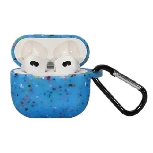 Funda de Silicona para Auriculares AirPods Pro Bluetooth (Floral Azul)
