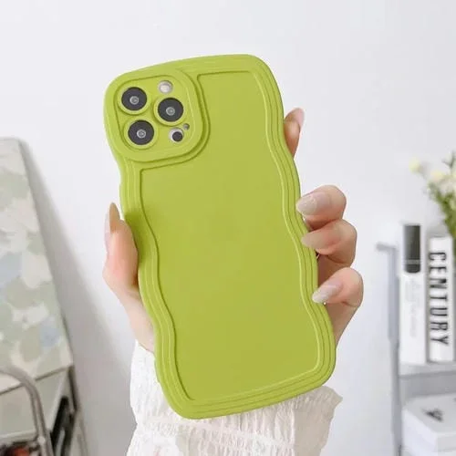Funda de Silicona para iPhone 15 Pro Wave Edge Protección (Verde)