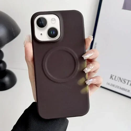 Funda de Silicona para Teléfono iPhone 15 Magsafe Thermal Sensor Decoloration (Marrón Oscuro)