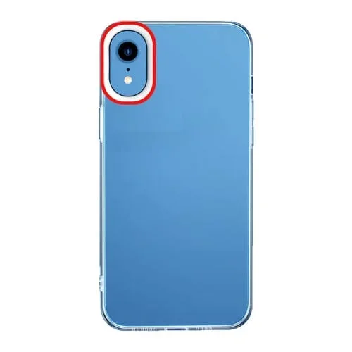 Funda de Silicona Transparente para iPhone Xr (Rojo y Blanco)