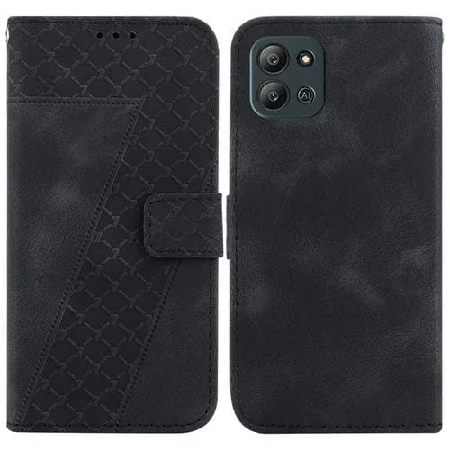 Funda de Teléfono Cuero En Relieve en Forma de 7 para Infinix Hot 11 (2022) (Negro)