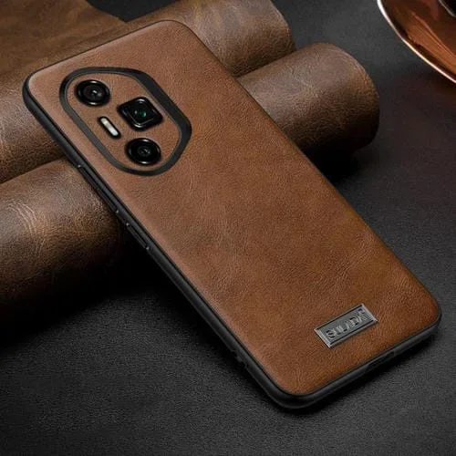 Funda de Teléfono Cuero Híbrido TPU para Honor 300 Ultra Sulada (Marrón)