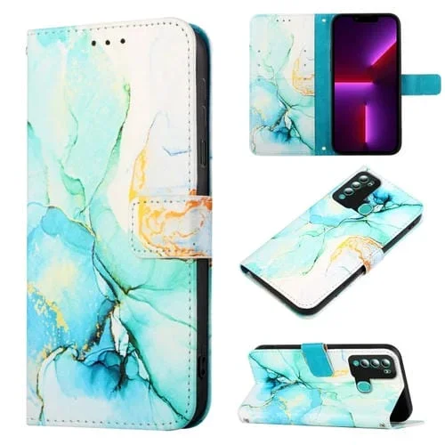 Funda de Teléfono Cuero para Itel S16 Pro Pt003 Patrón Mármol (Verde)