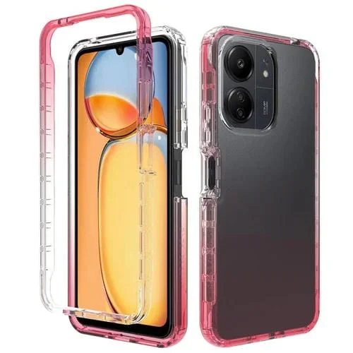 Funda de Teléfono de PC + TPU Transparente con Degradado a Prueba de Golpes para Redmi 13C 4G/5G (Rojo)