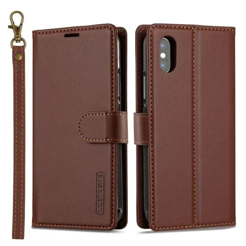 Funda de Teléfono Desmontable Pu Magsafe con Cordón iPhone Xs Max Lc.Imeeke L2 Series (Marrón)