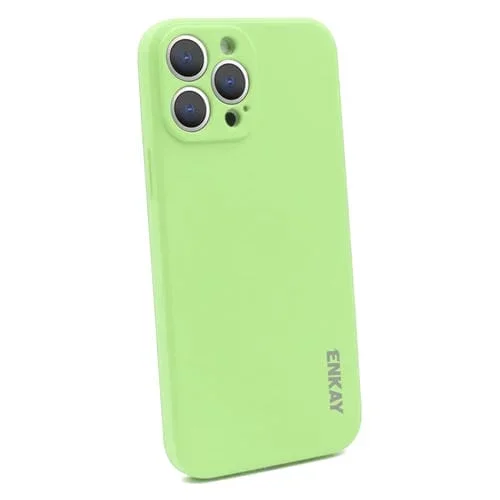 Funda de teléfono Enkay para iPhone 14 Pro Max Suave silicona líquida a prueba de golpes (Verde Claro)