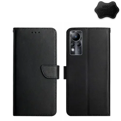 Funda de teléfono Infinix Note 11 con Tapa Horizontal y Cuero Genuino (Negro)