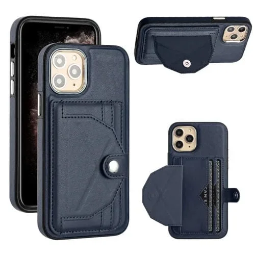 Funda de Teléfono iPhone 11 Pro Cuero a Prueba de Golpes con Tarjetero (Azul)
