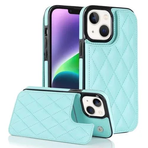 Funda de Teléfono iPhone 13 Mini Doble Hebilla Cuero Pu Rombal (Azul)