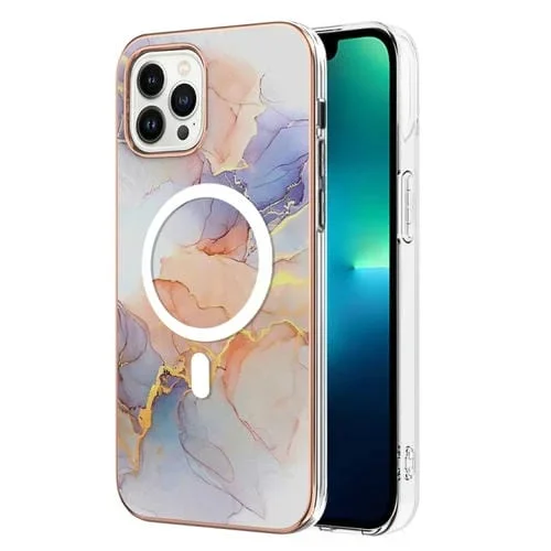 Funda de Teléfono iPhone 13 Pro Marble Pattern Imd Magsafe TPU Doble Cara (Mármol Blanco)