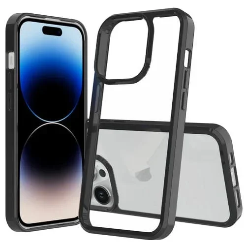 Funda de teléfono iPhone 15 Pro acrílico TPU a prueba de arañazos (Negro)